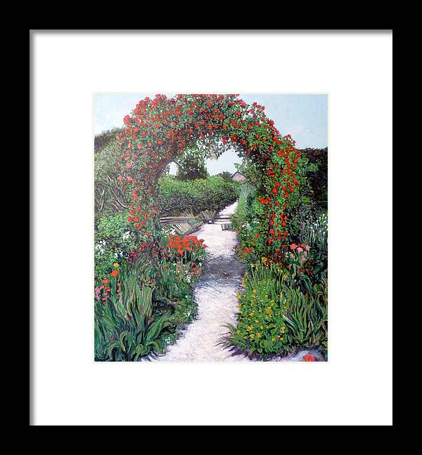 Giverney Framed Print featuring the painting Giverney Garden Path by Tom Roderick