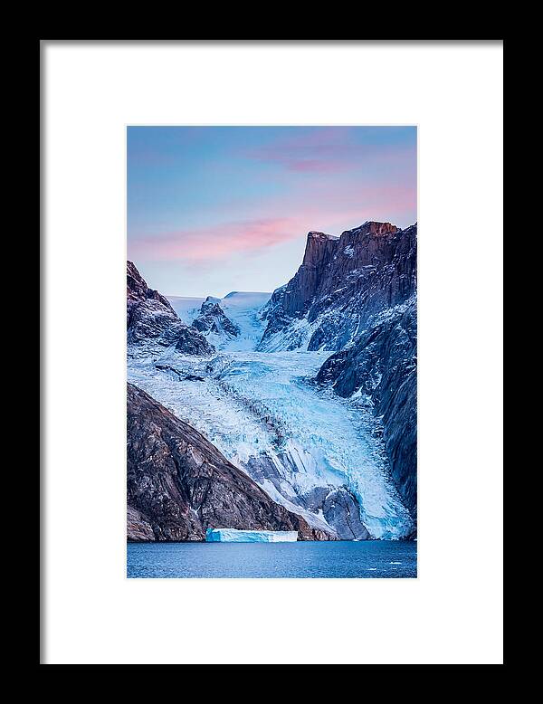 scoresby Sund Framed Print featuring the photograph Glacial Sunset - Greenland Glacier Photograph by Duane Miller