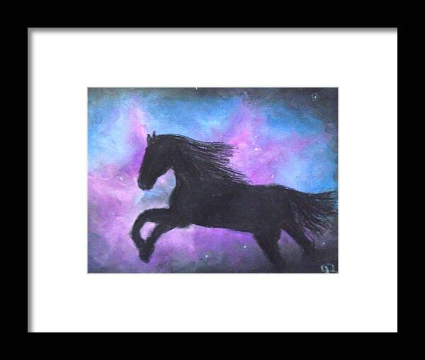 Horse Framed Print featuring the painting Glactic Trott by Jen Shearer