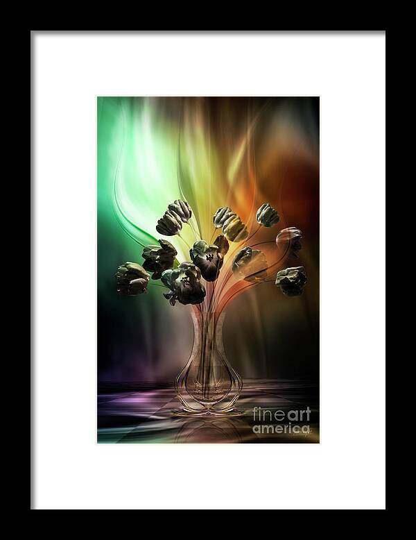 Movement Framed Print featuring the digital art Glasblower's tulips by Johnny Hildingsson
