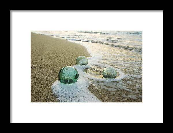 Abstract Art Framed Print featuring the photograph Glass Fishing Floats by Mary Van de Ven - Printscapes