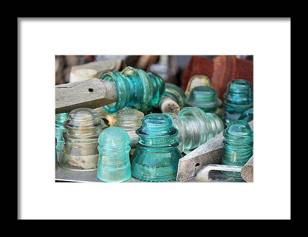 Glass Insulators Framed Print featuring the photograph A whole Bunch by Marnie Patchett