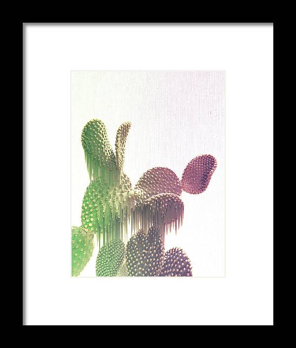 Glitch Framed Print featuring the mixed media Glitch Cactus by Emanuela Carratoni