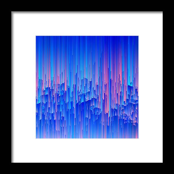 Glitch Framed Print featuring the digital art Glitchy Rain - Abstract Pixel Art by Jennifer Walsh