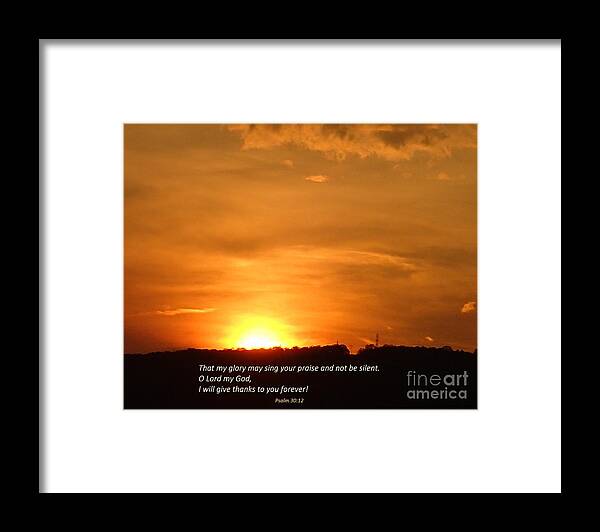 Nepa Framed Print featuring the photograph Glory and Thanks by Christina Verdgeline