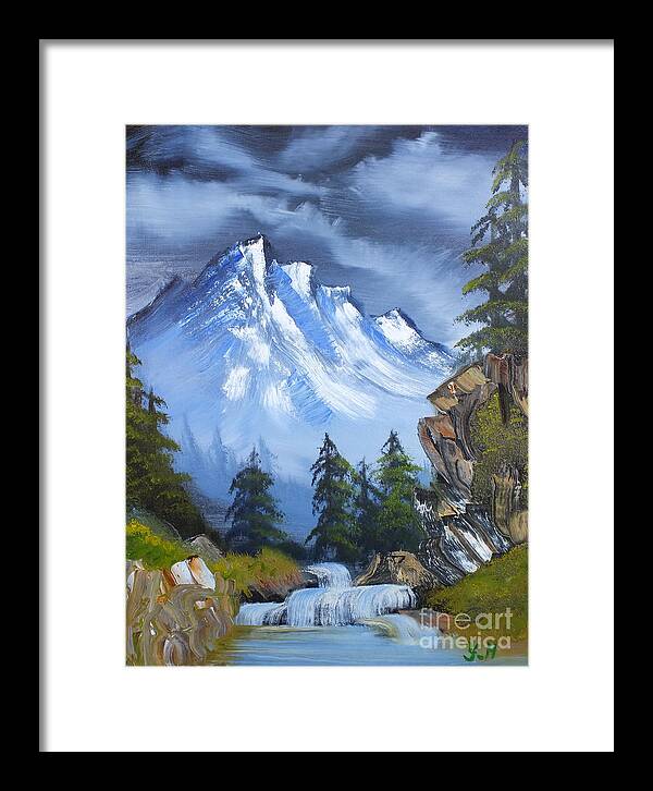 Snow Framed Print featuring the painting Glory Mountain by Yenni Harrison