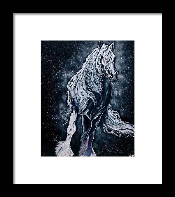 Andalusian Horse Framed Print featuring the painting Glory, Reviseted by Vivian Casey Fine Art
