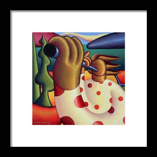 Gloss Framed Print featuring the painting Gloss Musician in softscape by Alan Kenny