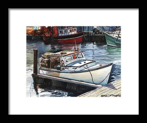 Lobster Boat Framed Print featuring the painting Gloucester Harbor by Michael McDougall