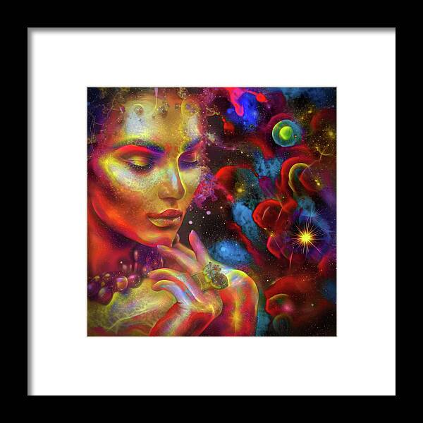 Woman Framed Print featuring the mixed media Glow by Lilia S