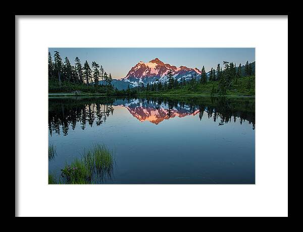 North Cascades National Park Framed Print featuring the photograph Glow over Picture Lake by Jon Glaser