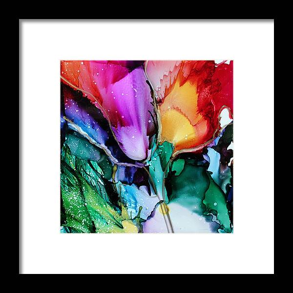 Tulips Framed Print featuring the painting Glow by Ruth Kamenev