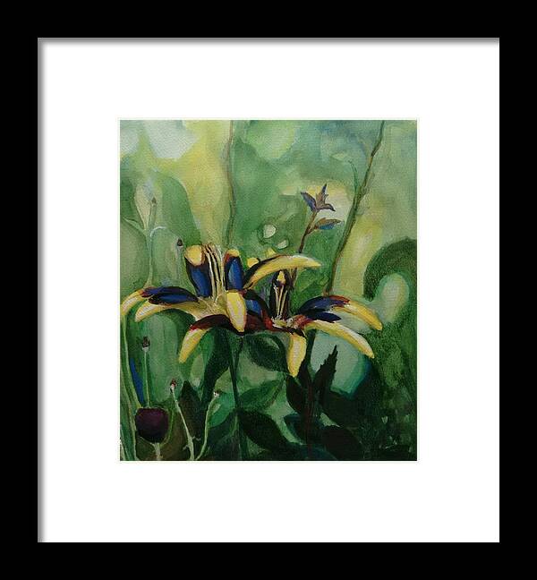 Flower Framed Print featuring the painting Glowing Flora by Nicolas Bouteneff