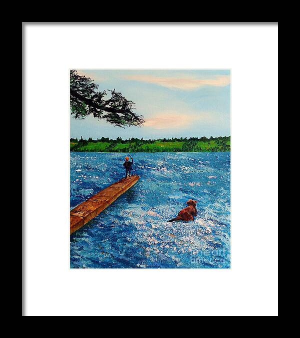 Acrylic Framed Print featuring the painting Go Fetch Milo by Eli Gross