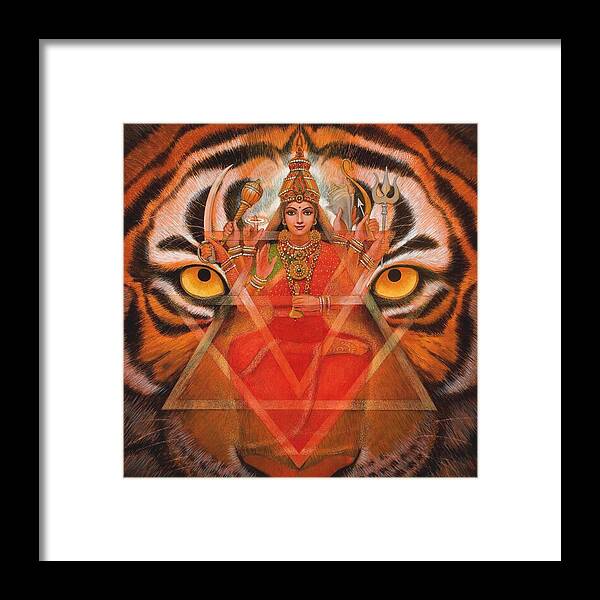 Durga Framed Print featuring the painting Goddess Durga by Sue Halstenberg