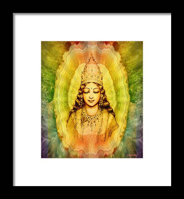 Goddess Framed Print featuring the mixed media Goddess of Gems by Ananda Vdovic