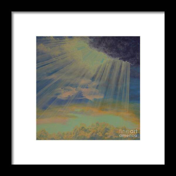 Landscape Framed Print featuring the painting God's Light by Cheryl Fecht