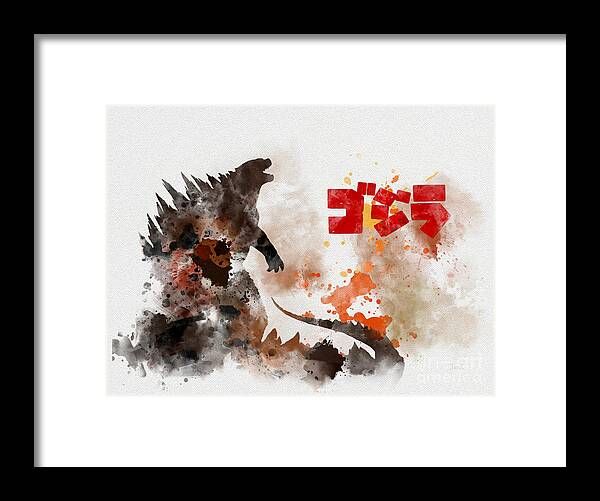 Godzilla Framed Print featuring the mixed media Godzilla by My Inspiration