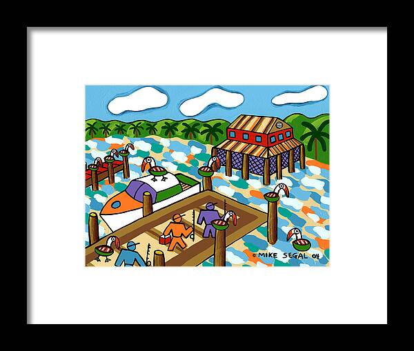 Fishing Framed Print featuring the painting Going Fishing - Cedar Key by Mike Segal
