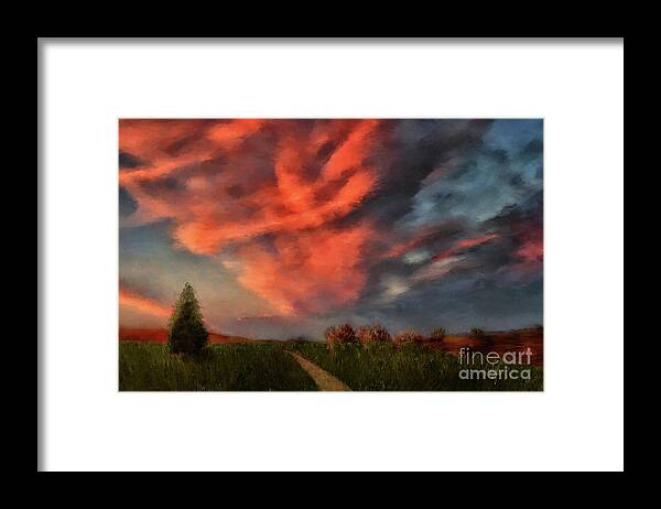 Sunset Framed Print featuring the digital art Going Home by Lois Bryan