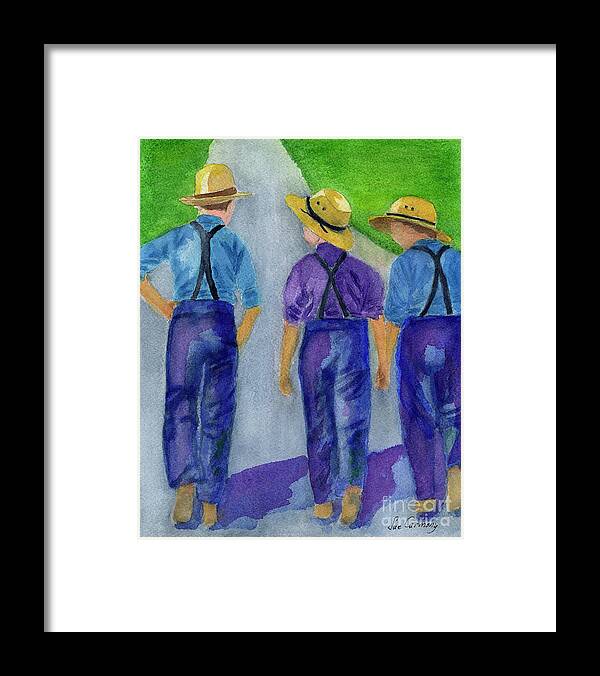 Boys Framed Print featuring the painting Going on a Walk by Sue Carmony