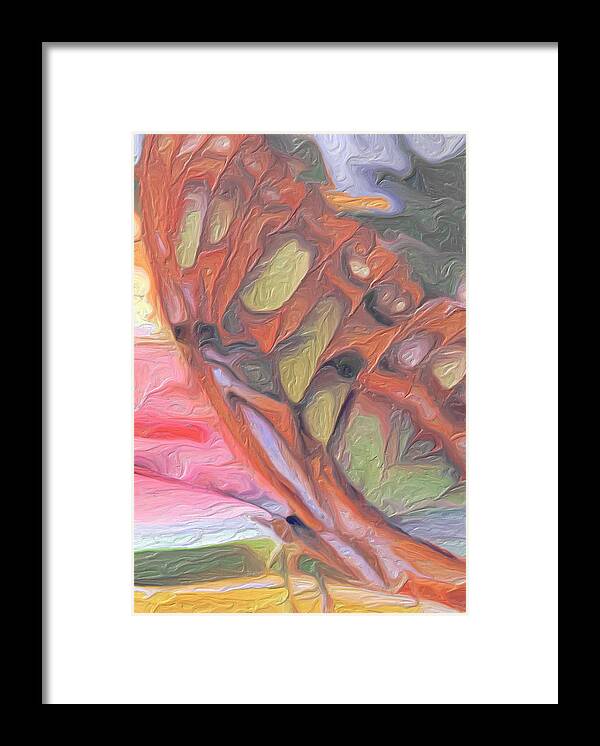 Butterfly Golden Framed Print featuring the painting Gold Butterfly Paintng Abstract by Don Wright