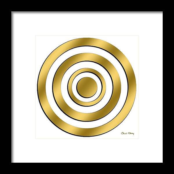 Gold Circles Framed Print featuring the digital art Gold Circles by Chuck Staley