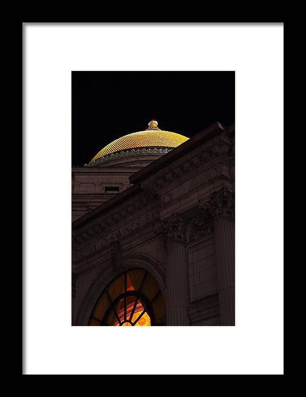 Bank Framed Print featuring the photograph Gold Dome At Night by Don Nieman