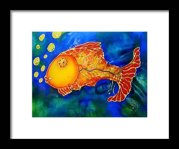 Silk Painting Framed Print featuring the painting Gold Fish by Rae Chichilnitsky