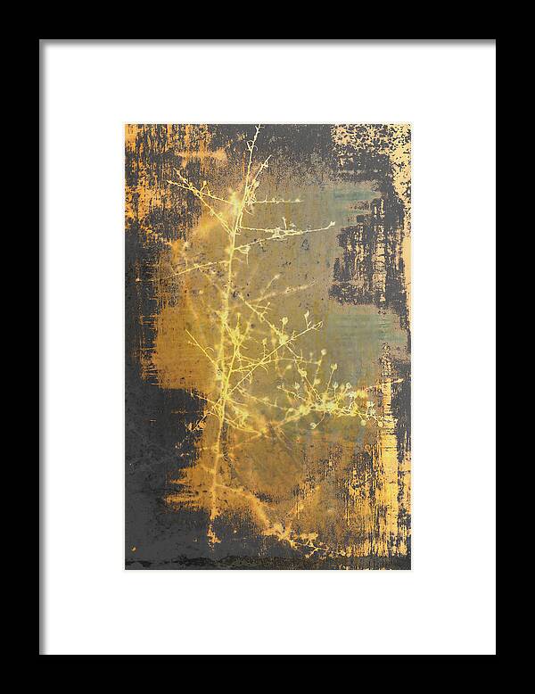 Gold Christmas Tree Framed Print featuring the photograph Gold Industrial Abstract Christmas Tree by Suzanne Powers