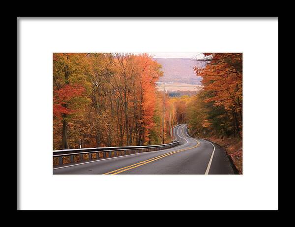 Autumn Framed Print featuring the photograph Gold Mine Road in Autumn by Lori Deiter