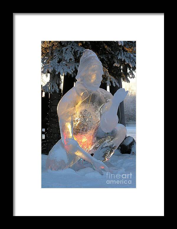 Ice Sculpture Framed Print featuring the photograph Gold Miner by Louise Magno