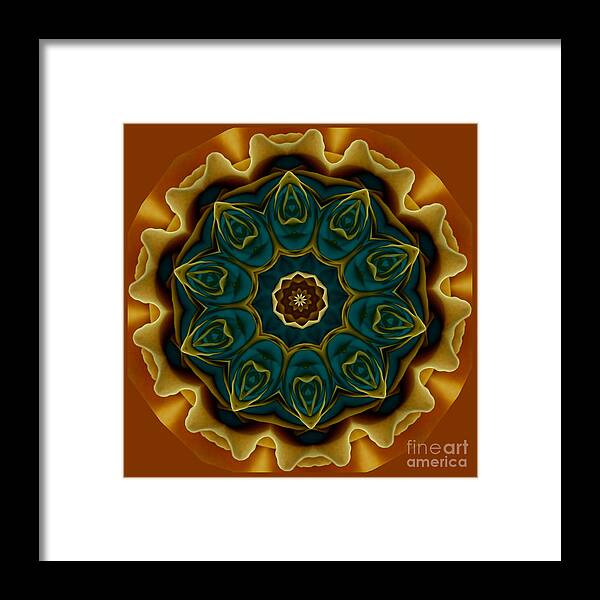 Flower Framed Print featuring the digital art Gold Rose Mandala by Julia Underwood