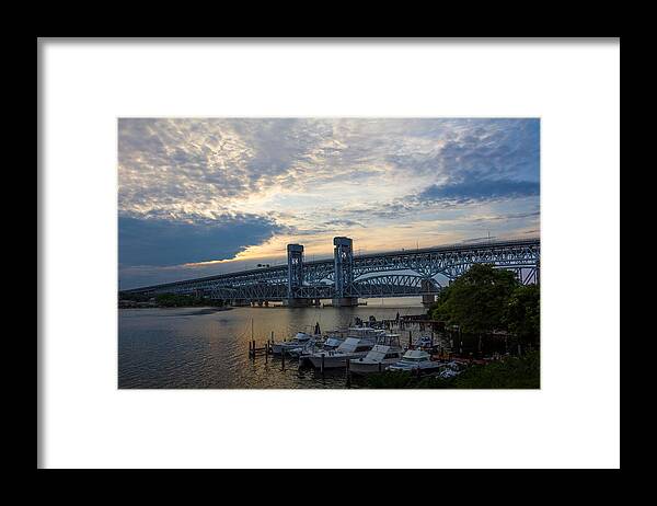 Gold Star Bridge Framed Print featuring the photograph Gold Star Sunset by Kirkodd Photography Of New England