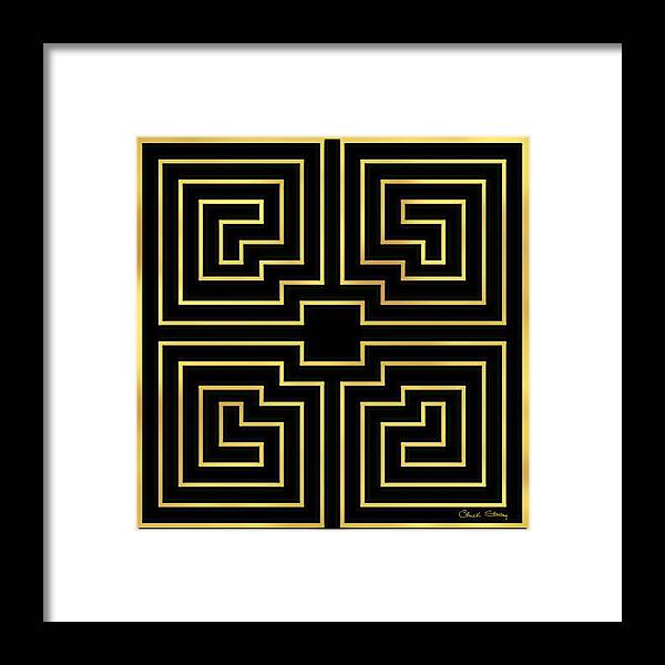 Gold Stripes On Black Framed Print featuring the digital art Gold Stripes on Black by Chuck Staley