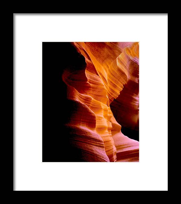 Antelope Canyon Framed Print featuring the pyrography Golden Abyss of Antelope Canyon by Joe Hoover