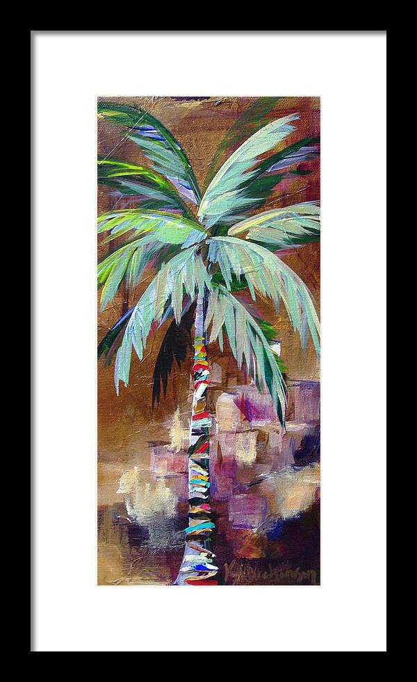 Palm Framed Print featuring the painting Golden Amethyst Palm by Kristen Abrahamson