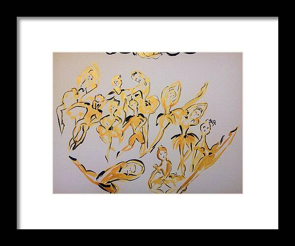 Ballet Framed Print featuring the painting Golden Ballet series one by Judith Desrosiers
