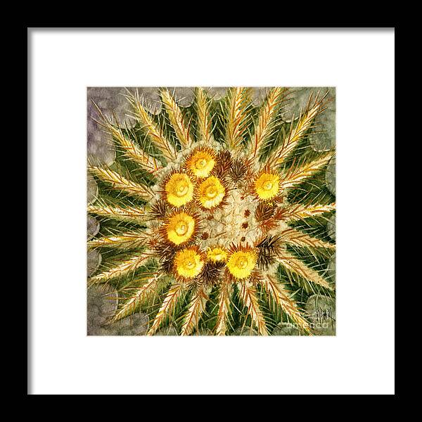 Barrel Cactus Framed Print featuring the painting Golden Barrel Cactus by Marilyn Smith