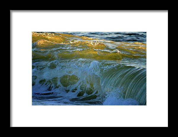 Ocean Framed Print featuring the photograph Golden Cascade by Dianne Cowen Cape Cod Photography