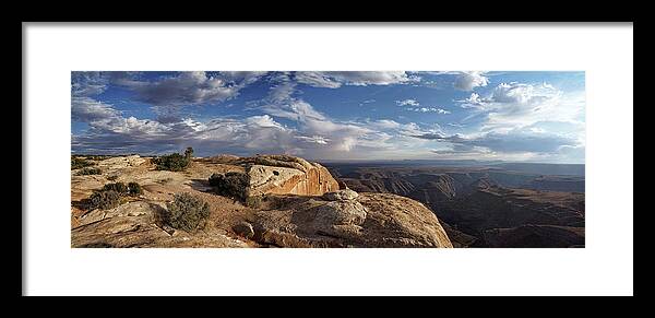 Muley Point Framed Print featuring the photograph Golden Cliff Hanger by Leda Robertson