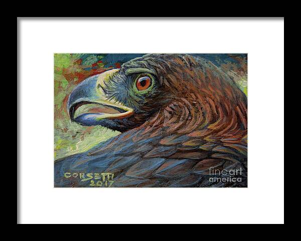 Feathers Framed Print featuring the painting Golden Eagle by Robert Corsetti