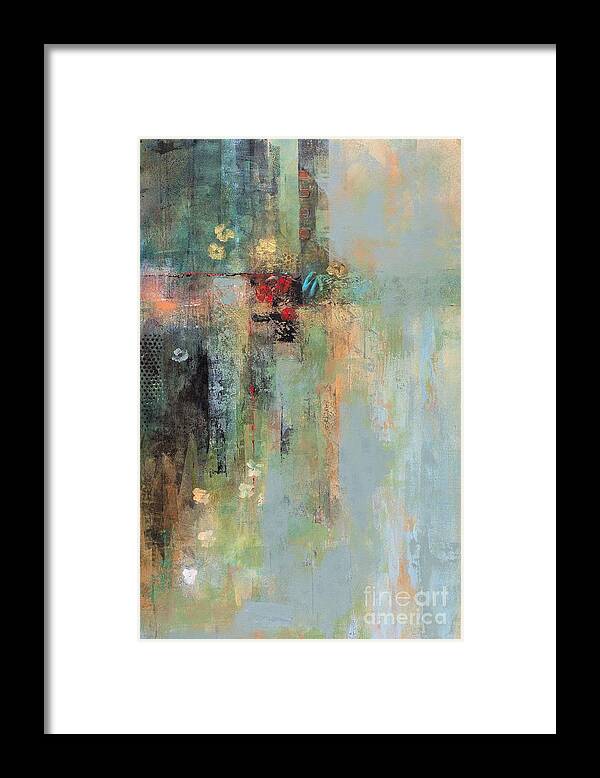 Abstract Art Framed Print featuring the painting Golden Flowers by Frances Marino