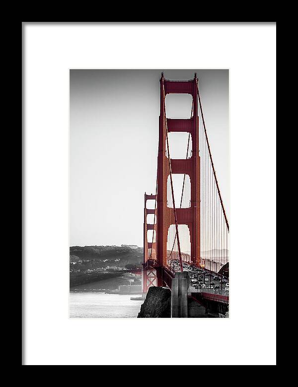 Automobiles Framed Print featuring the photograph Golden Gate Black and Red by Daniel Murphy