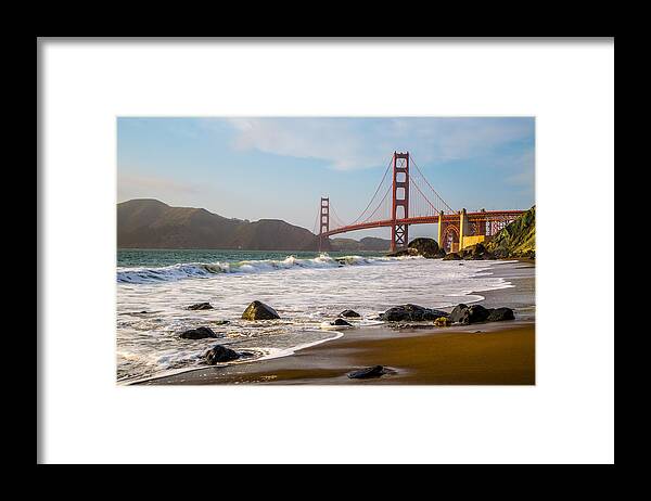 Golden Gate Bridge Framed Print featuring the photograph Golden Gate Bridge by Lev Kaytsner