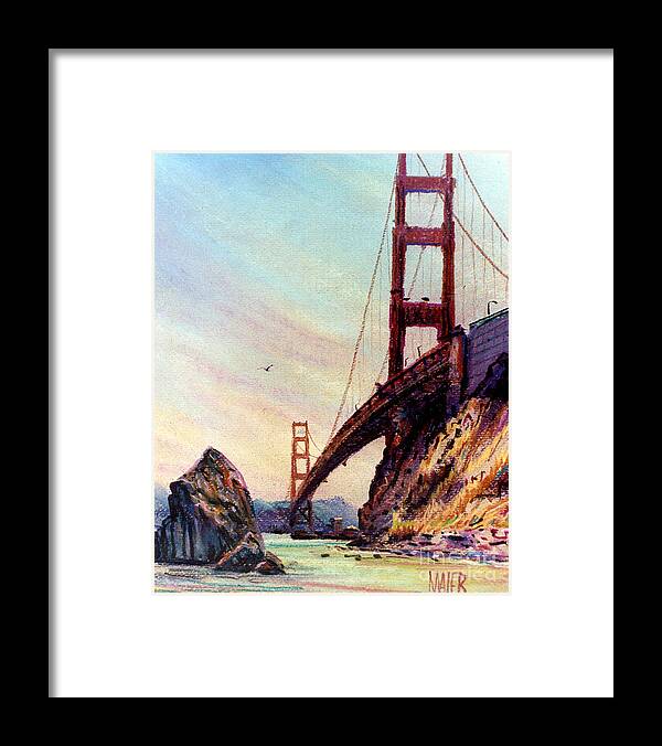 Golden Gate Bridge Framed Print featuring the painting Golden Gate Bridge Looking South by Donald Maier