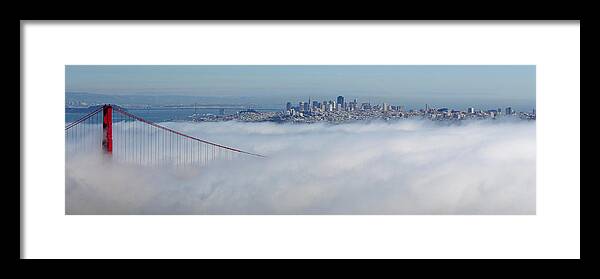 California Framed Print featuring the photograph Golden Gate Fog Pano by Ryan Moyer