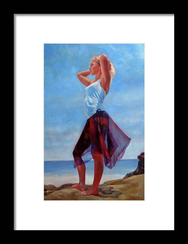 Beach Framed Print featuring the painting Golden Girl by Marie Witte