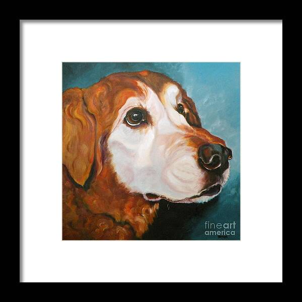Dogs Framed Print featuring the painting Golden Grandpa by Susan A Becker