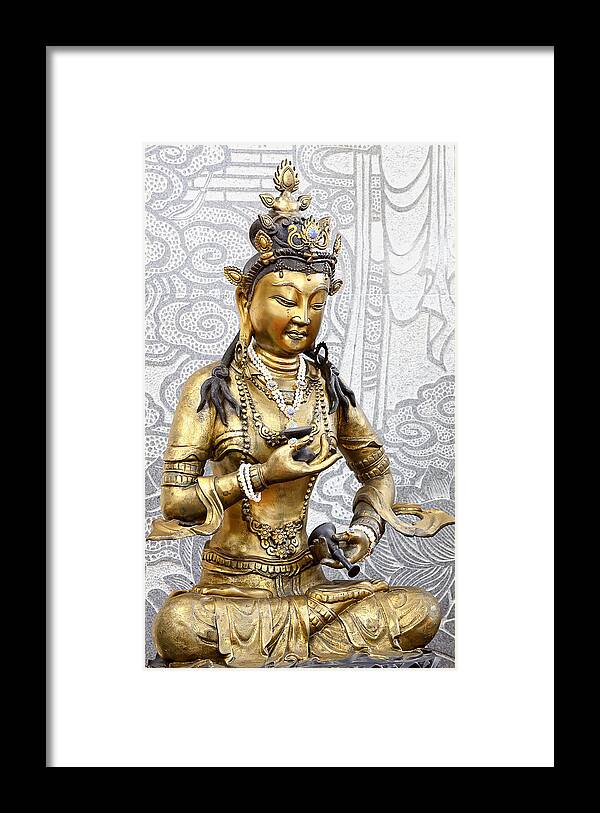 Architecture Framed Print featuring the photograph Golden Kuan Yin by Anek Suwannaphoom